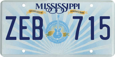 MS license plate ZEB715