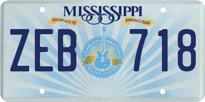 MS license plate ZEB718