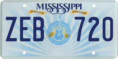MS license plate ZEB720