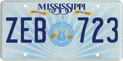 MS license plate ZEB723