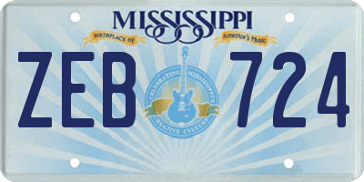 MS license plate ZEB724