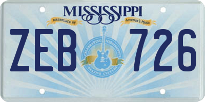 MS license plate ZEB726