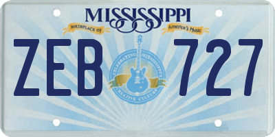 MS license plate ZEB727
