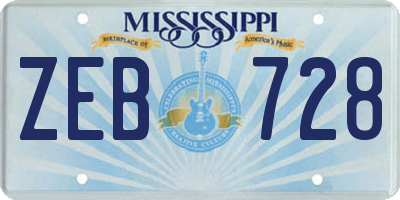 MS license plate ZEB728
