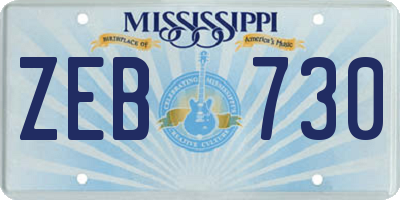 MS license plate ZEB730