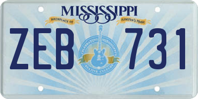 MS license plate ZEB731