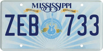 MS license plate ZEB733