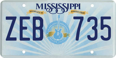 MS license plate ZEB735