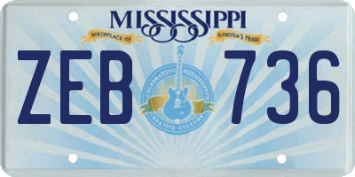 MS license plate ZEB736