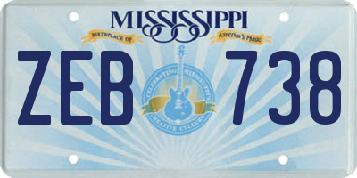 MS license plate ZEB738