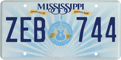 MS license plate ZEB744