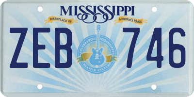 MS license plate ZEB746