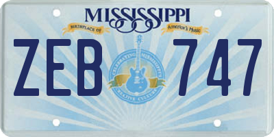 MS license plate ZEB747