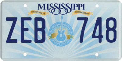 MS license plate ZEB748