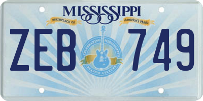 MS license plate ZEB749