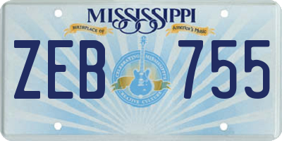 MS license plate ZEB755