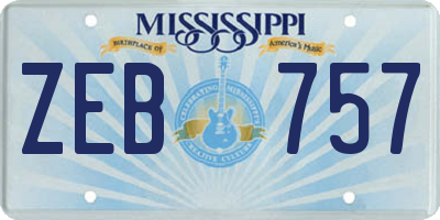 MS license plate ZEB757