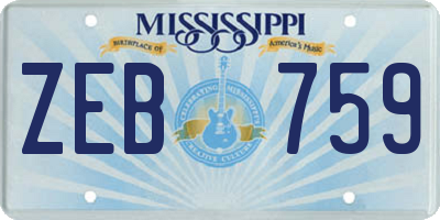 MS license plate ZEB759