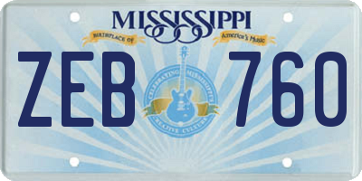 MS license plate ZEB760