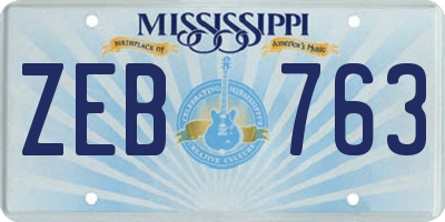 MS license plate ZEB763