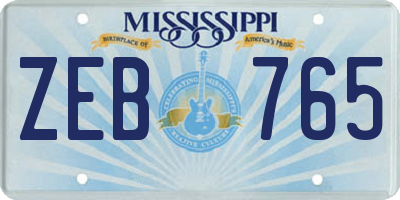MS license plate ZEB765