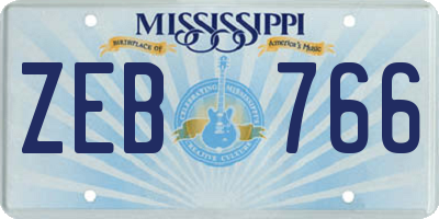 MS license plate ZEB766