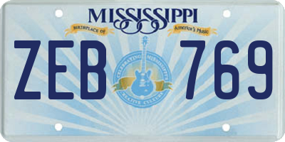 MS license plate ZEB769