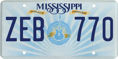 MS license plate ZEB770