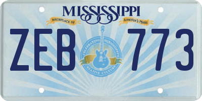 MS license plate ZEB773