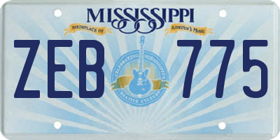 MS license plate ZEB775