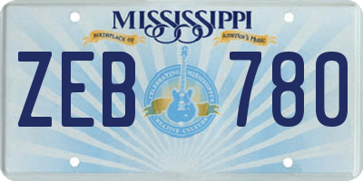 MS license plate ZEB780