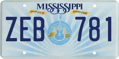 MS license plate ZEB781