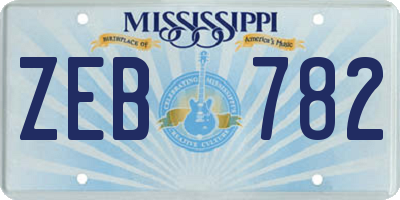 MS license plate ZEB782