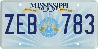 MS license plate ZEB783