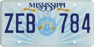 MS license plate ZEB784