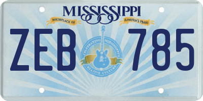 MS license plate ZEB785