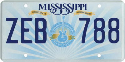 MS license plate ZEB788