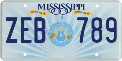 MS license plate ZEB789