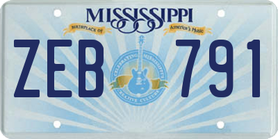 MS license plate ZEB791