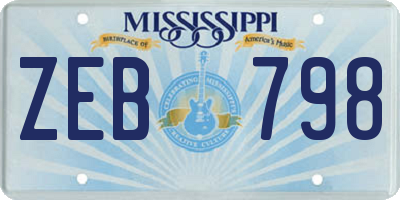 MS license plate ZEB798