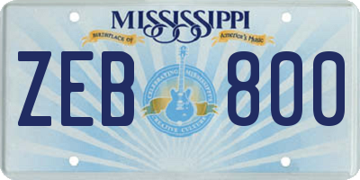 MS license plate ZEB800