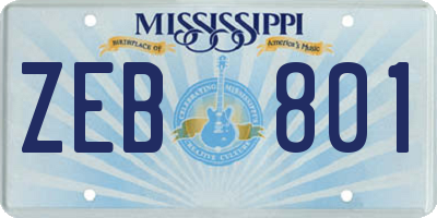 MS license plate ZEB801