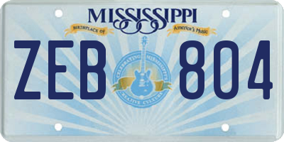MS license plate ZEB804