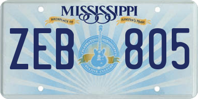 MS license plate ZEB805