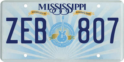 MS license plate ZEB807