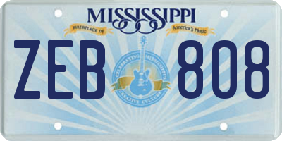 MS license plate ZEB808