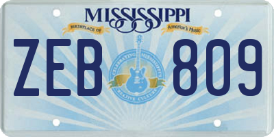 MS license plate ZEB809