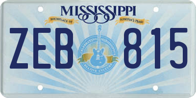 MS license plate ZEB815