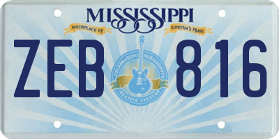 MS license plate ZEB816