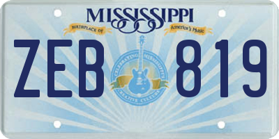 MS license plate ZEB819